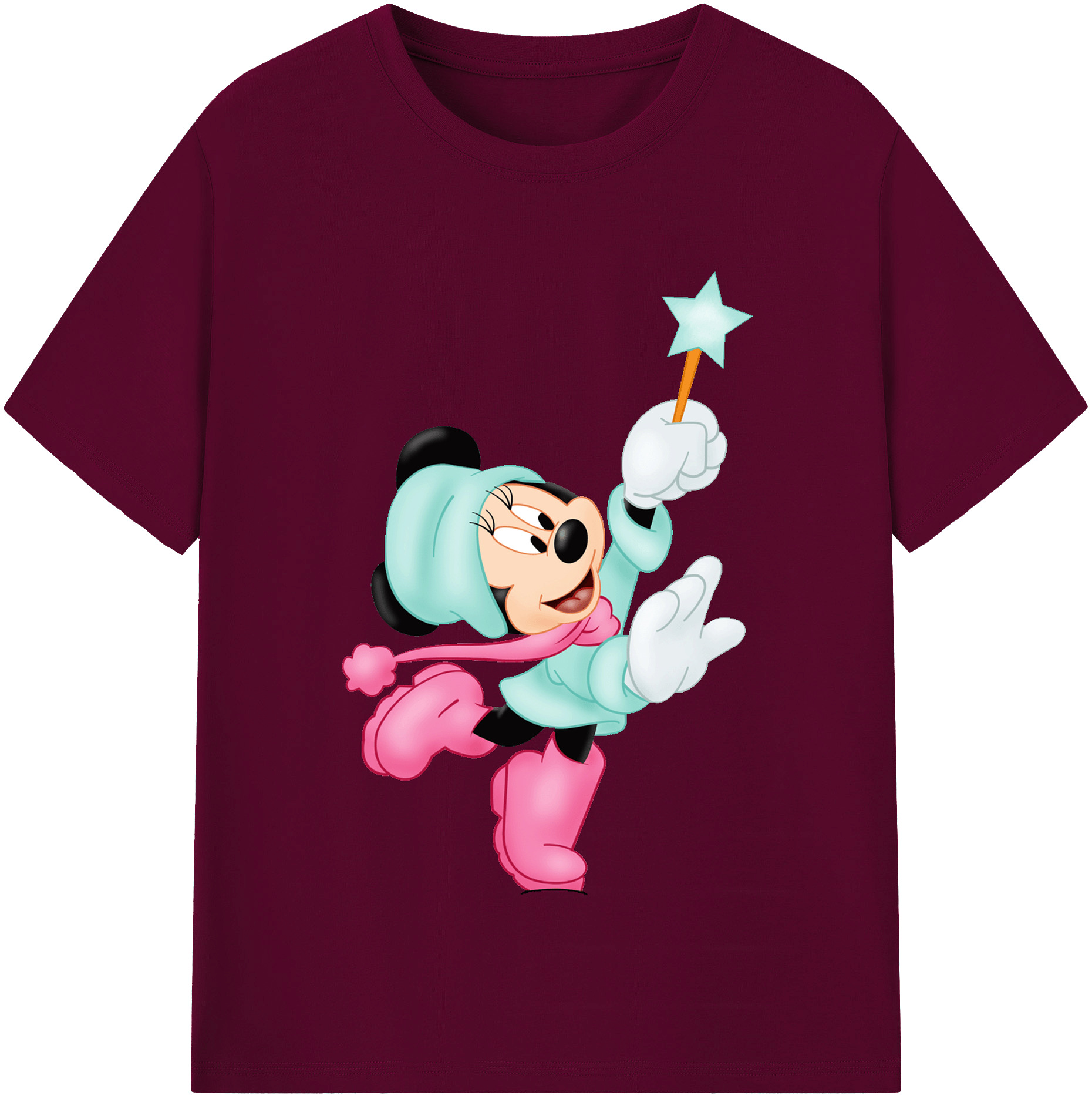（画像用） ミッキーマウス Mickey Mouse レディースカジュアルプリントTシャツ（綿100％）
